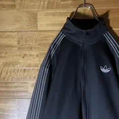 adidas トラックジャケット　ジャージ　黒　白　ガイコツ　トレフォイル　L