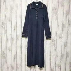 GU ジーユー (M)　バイカラー ポロニットワンピース