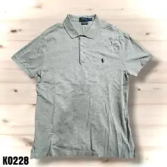 POLO RALPH LAUREN グレー ポロシャツ 刺繍ロゴ M K0228