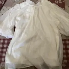 イング　ホワイト シースルー リボン付きシャツ