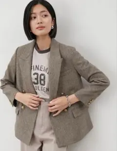 ミラ オーウェン　チェック金釦ダブルブレストブレザー　今季25年