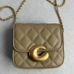 ミラオーウェン モチーフ キルティング チェーン レザー ミニ ショルダーバッグ