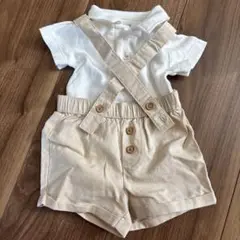コットンオーバーオールロンパース 50 60