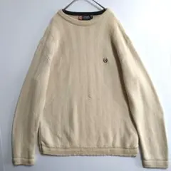A72　CHAPS　ニットセーター　L　薄茶　ミドルゲージ　US古着