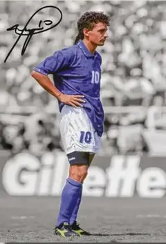 ロベルト・バッジョ イタリアサッカー選手　メタルサイン　インテリア雑貨