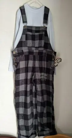 新品PAOPAOライムLIME.INC起毛チェックサロペットオールインワンパンツ