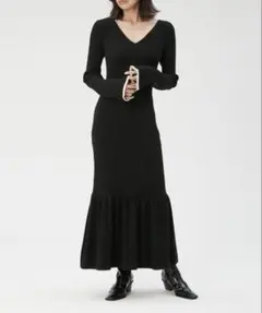 FRAY I.D 2WAYヘムギャザーリブニットワンピース