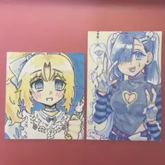 オリジナル 手描き イラスト 萌え絵 サブカル 青系