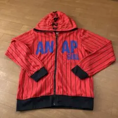 お値下げANAPGIRL アナップガール　S  150 パーカー　赤　ストライプ