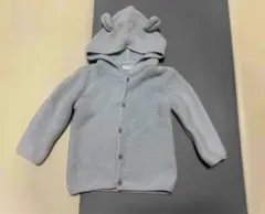 グレー ニットジャケット フード付き