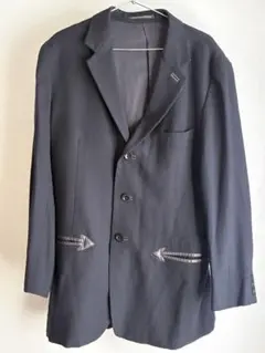 Y's ポケットレザー3ボタンウールテーラードジャケット 90s Lサイズ