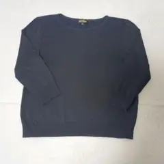 コットン七分袖ニット　ネイビー