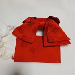 赤い花柄刺繍 付け帯 約110cm