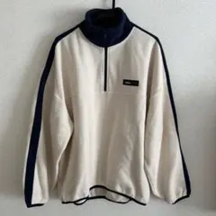 JaVa. フリースハーフジッププルオーバー アイボリー ネイビーライン