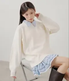 chico シャツレイヤーニットワンピース