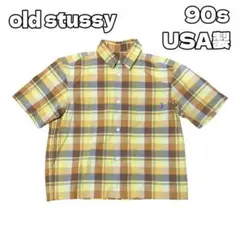90s old stussy ステューシー 紺タグ 半袖シャツ カットオフのサムネイル