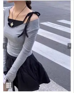 リボンキャミソール✕ワンショルトップスアンサンブル