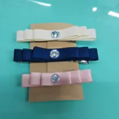 リボン ヘアクリップ③　 3点セット