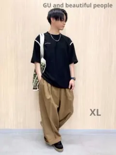 GU and beautiful people タックワイドパンツ　XLブラウン