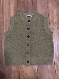 BY フロントボタン ラメニット ベスト/オリーブ