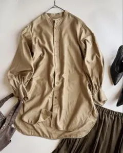 MACPHEEコットンモールスキン バンドカラーチュニックシャツ17,600円