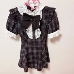 Secret Honey アクセサリーリボンフリル半袖セットアップ チェック