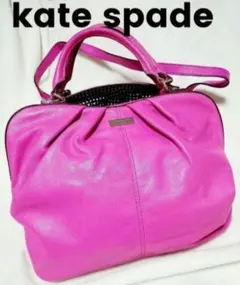 美品⭐️kate spade　本革　ボストン　ショルダーバッグ　ピンク　ハンド