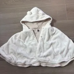 フード付きホワイトポンチョ 60-70cm