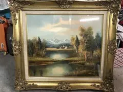 水晶画】世界の名画 ロバート・ウッド 10月の朝 風景画 秋景色 風景画