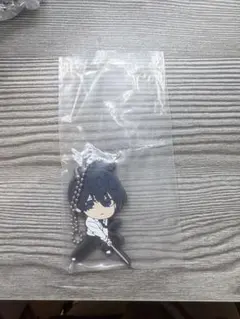 アニメキャラクター ストラップ 黒色 約8cm