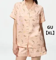 GU　サテンパジャマ　ピンク　キャット　サイズXL