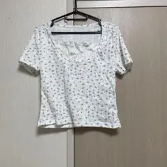 ホワイト 花柄 半袖トップス ガーリー