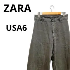 【美品】ZARA カーキ ワイドパンツ USA6 ガウチョ 即戦力 高見え