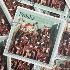 おしゃれな外国切手　ポーランド　紙付き　クリスマス切手　20枚　海外切手　紙もの