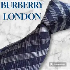 BURBERRY　ネクタイ　ストライプ　レジメンタル　チェック　ネイビー　紳士服のサムネイル