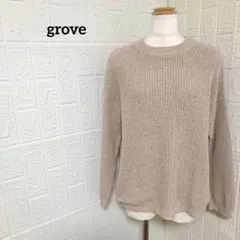 grove セーター 長袖 ラメ ストレッチ 無地 シンプル カジュアル 冬 L