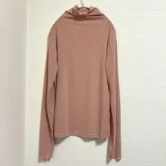 シアーシャツ　シアートップス　ピンク　ハイネック　長袖　カットソー　インナー