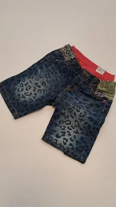 美品☆ジャンクストア☆ディズニー☆ミッキー☆ヒョウ柄デニムハーフパンツ☆