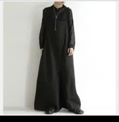 アンティカ　ワイド　サロペット　スカート　 antiqua　黒