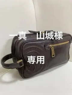 カステルバジャック セカンドバッグ レザー 本革 シボ革 型押しロゴ 茶のサムネイル