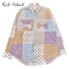 Karl Helmut 花柄チェック パッチワーク フード シャツ ピンクハウス