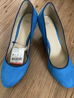ZARA 青 スエード風　ハイヒール 38