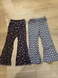 マーキース フレアパンツ 2点セット 120 花柄・ワッフル地 MARKEY'S