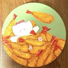 猫の絵 ネコの絵 手描きイラスト「白猫ちゃんの秘密の願望」