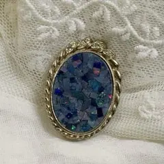 スカーフクリップ　ペンダントトップ　モザイクオパール　ヴィンテージ