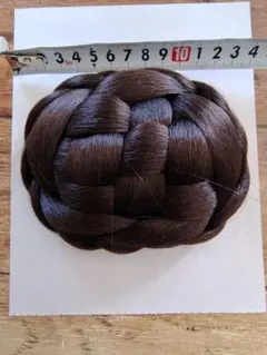 着物　和装ウィッグ　シニヨン　ダークブラウン 編み込み パーティー