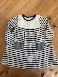 PETIT BATERU プチバトー　長袖ワンピース ポケット付き 80