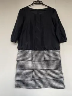 ★千鳥格子　五分袖ワンピース