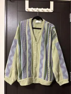 antiqua tree cafe 3Dニット　ジャガード　ニット　カーディガン