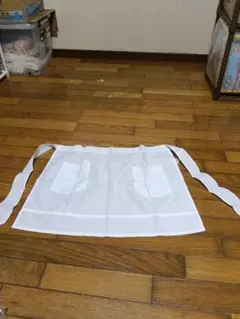 ホワイト エプロン レース装飾 ポケット付き